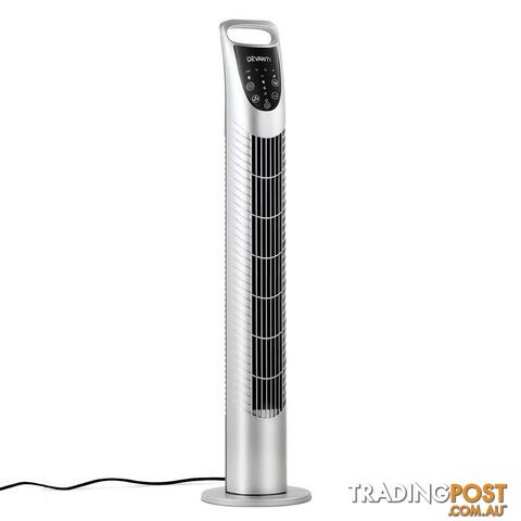 3 Speed Tower Fan  with Remote Control - Silver