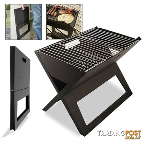 Portable Notebook Grill BBQ Foldable Folding Charcoal Camping Barbecue Picnic