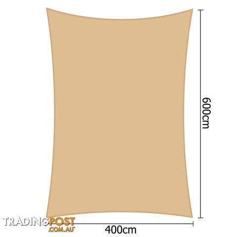 Heavy Duty Rectangle Shade Sail Canopy 4 x 6m Sand Beige - photo 2 of 5