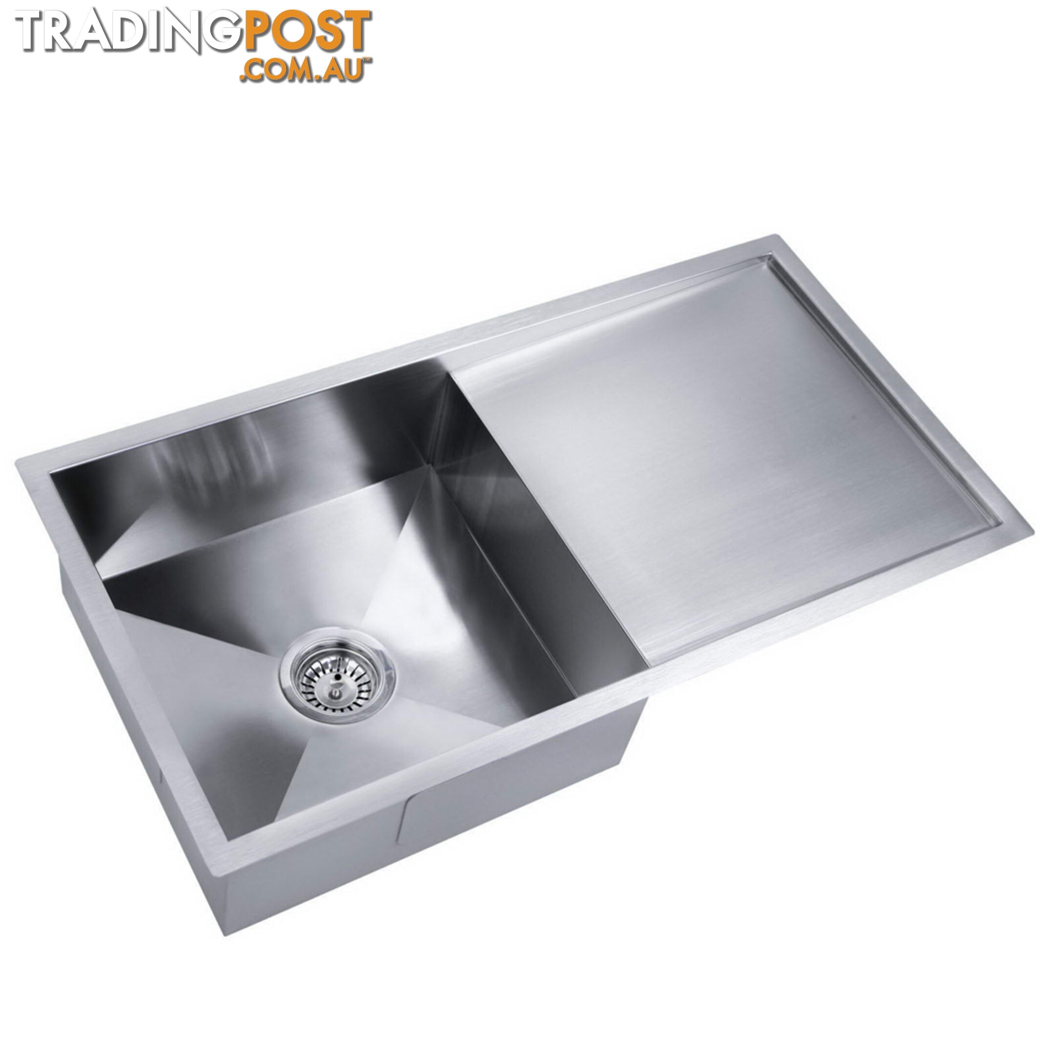 Stainless Steel Kitchen/Laundry Sink w/ Strainer Waste 870x450mm