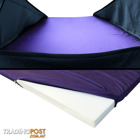 King Single Camping Canvas Swag Tent Navy w/ Air Pillow