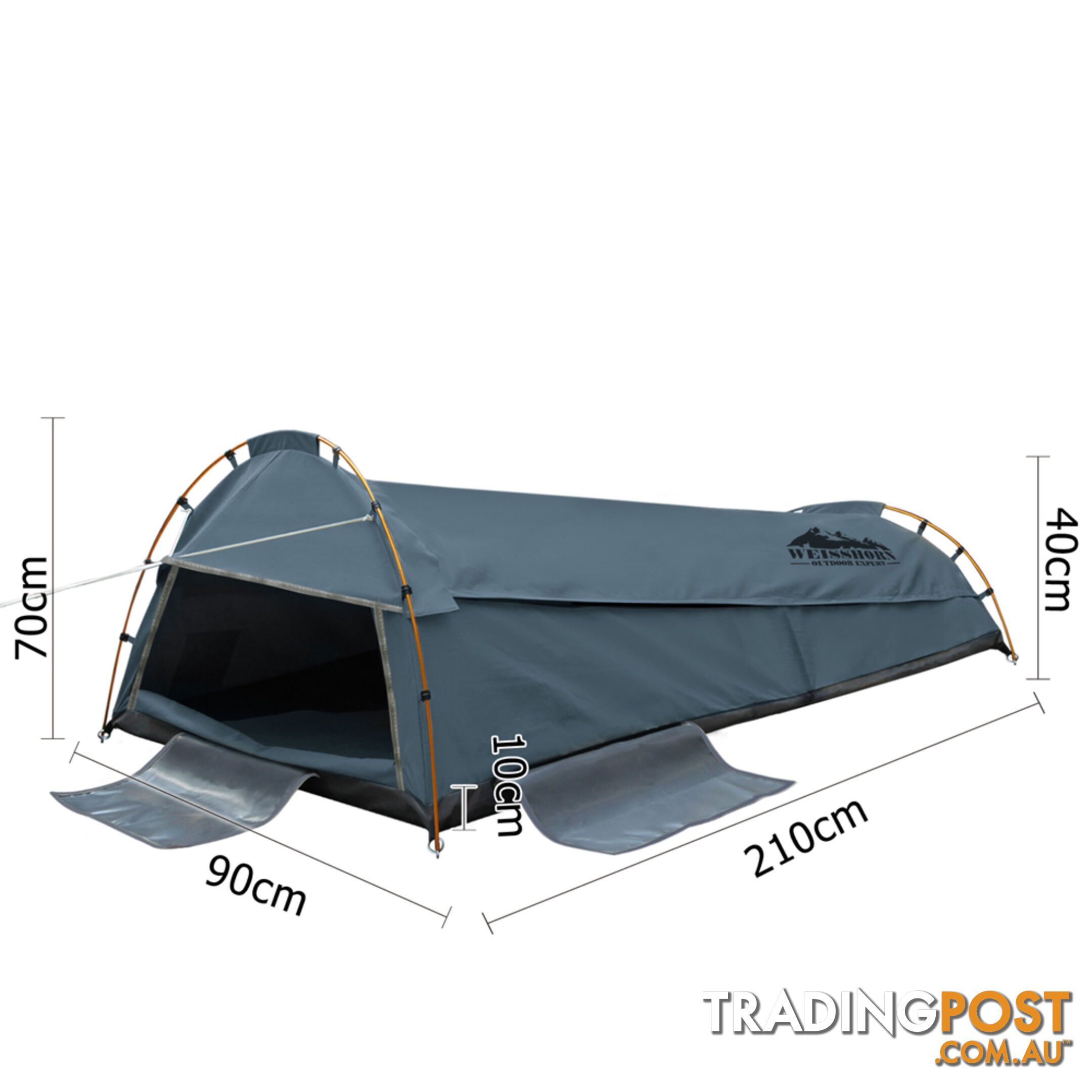 King Single Camping Canvas Swag Tent Navy w/ Air Pillow