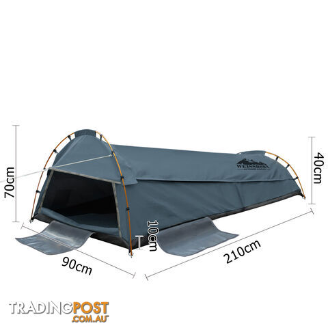 King Single Camping Canvas Swag Tent Navy w/ Air Pillow