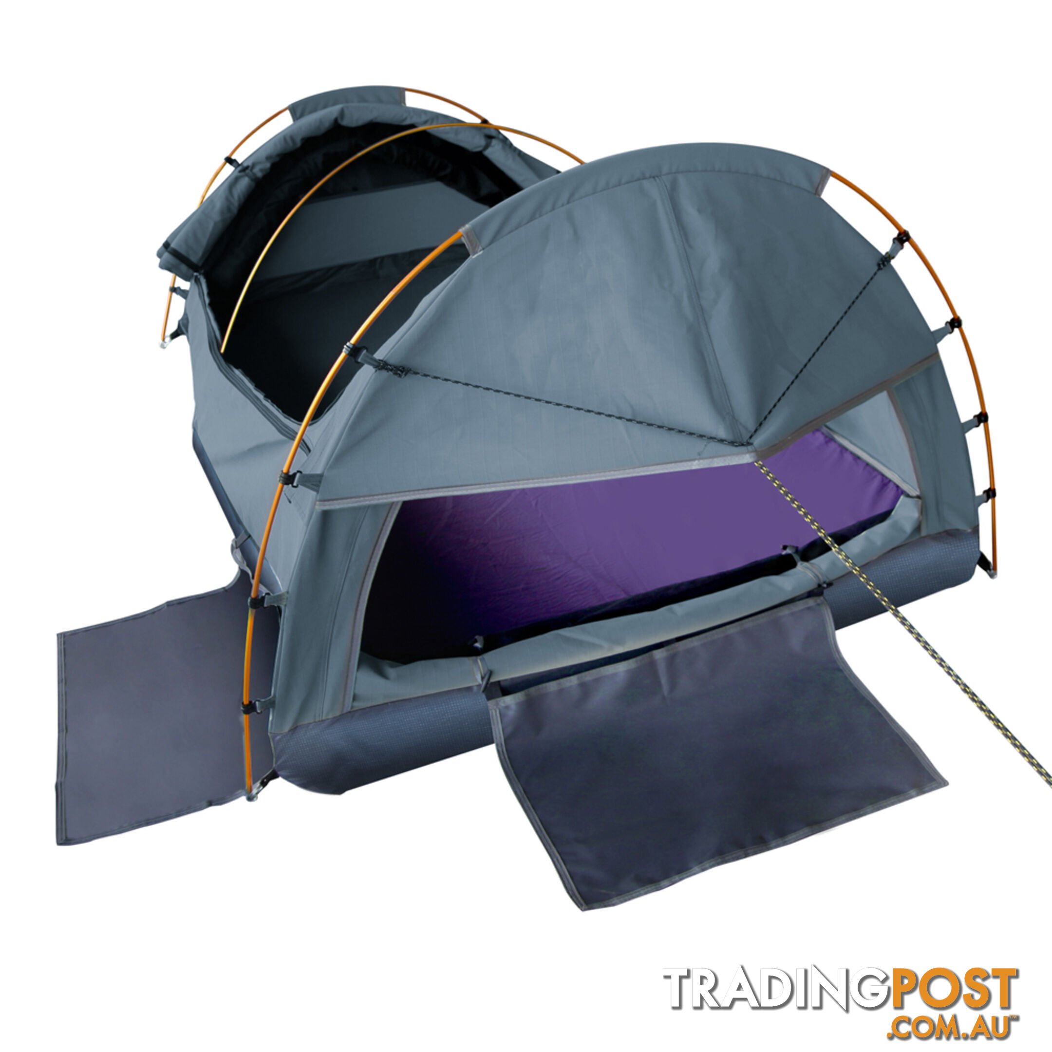 King Single Camping Canvas Swag Tent Navy w/ Air Pillow