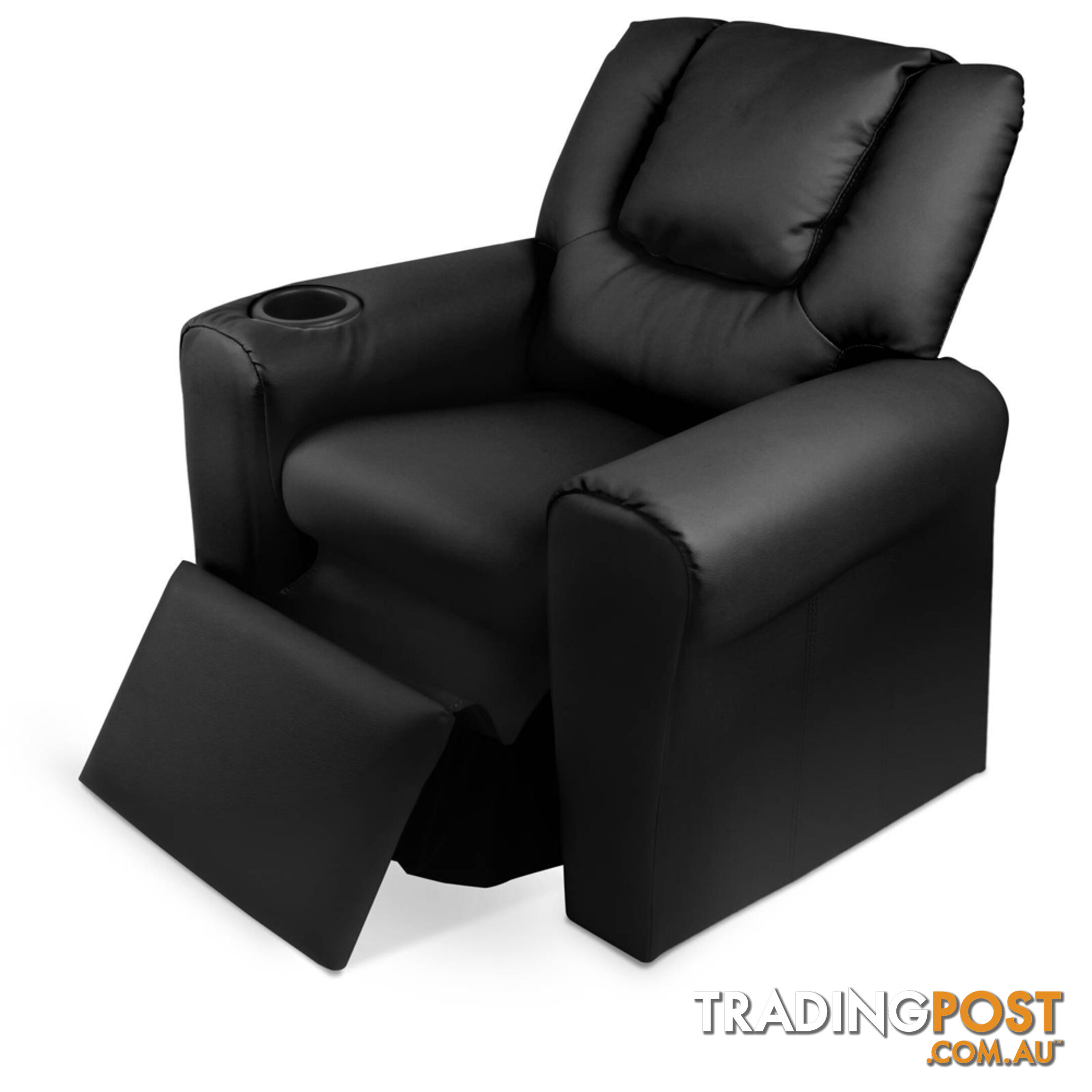 Kids Padded PU Leather Recliner Chair  - Black