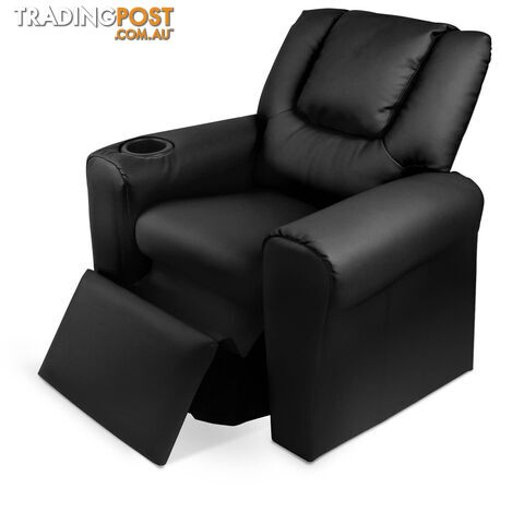 Kids Padded PU Leather Recliner Chair  - Black