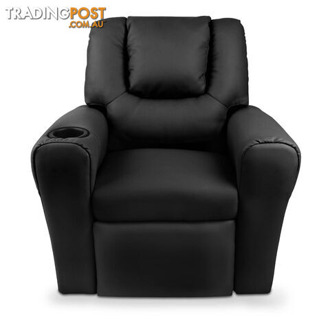 Kids Padded PU Leather Recliner Chair  - Black