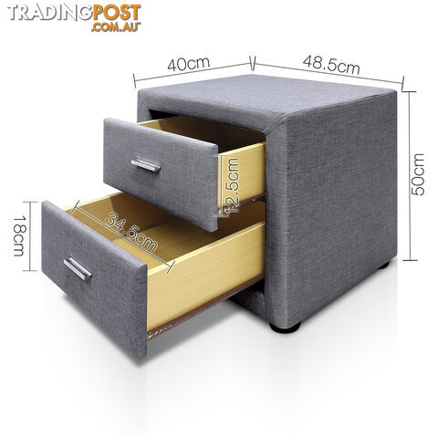 Fabric Bedside Table - Grey - photo 2 of 9