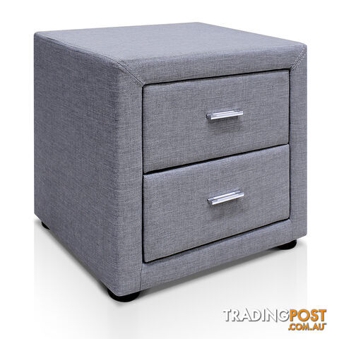 Fabric Bedside Table - Grey