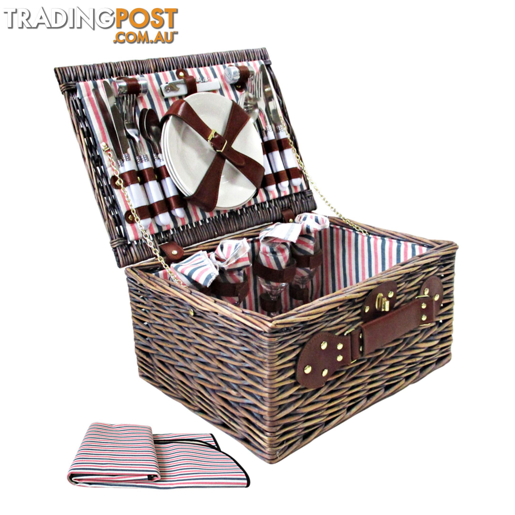 4 Person Picnic Basket Set w/ Blanket