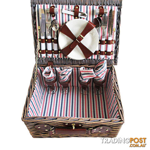 4 Person Picnic Basket Set w/ Blanket