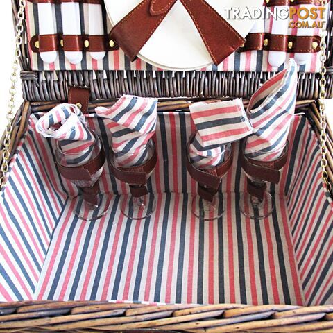 4 Person Picnic Basket Set w/ Blanket