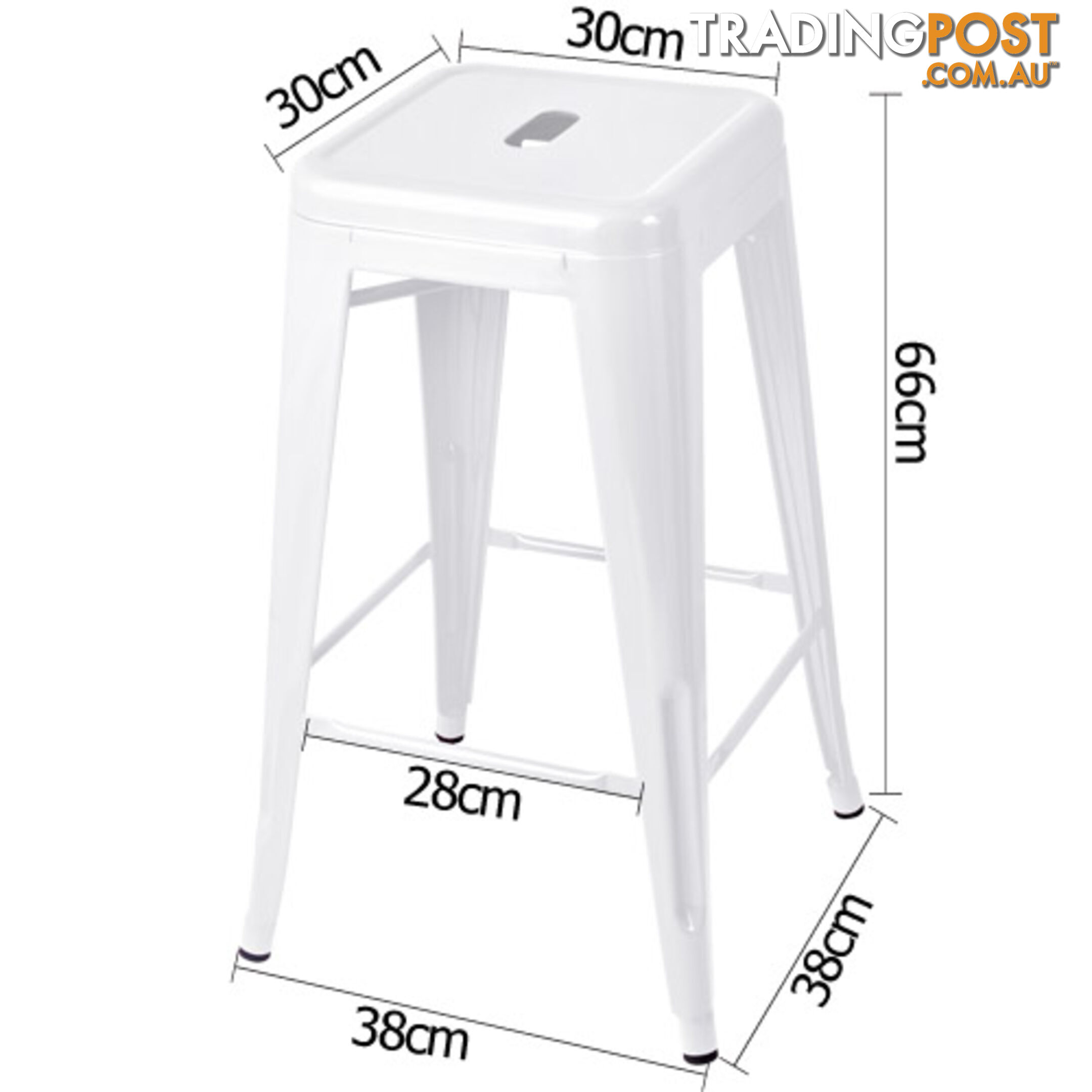 Set of 4 Replica Tolix Kitchen Bar Stool 66cm White