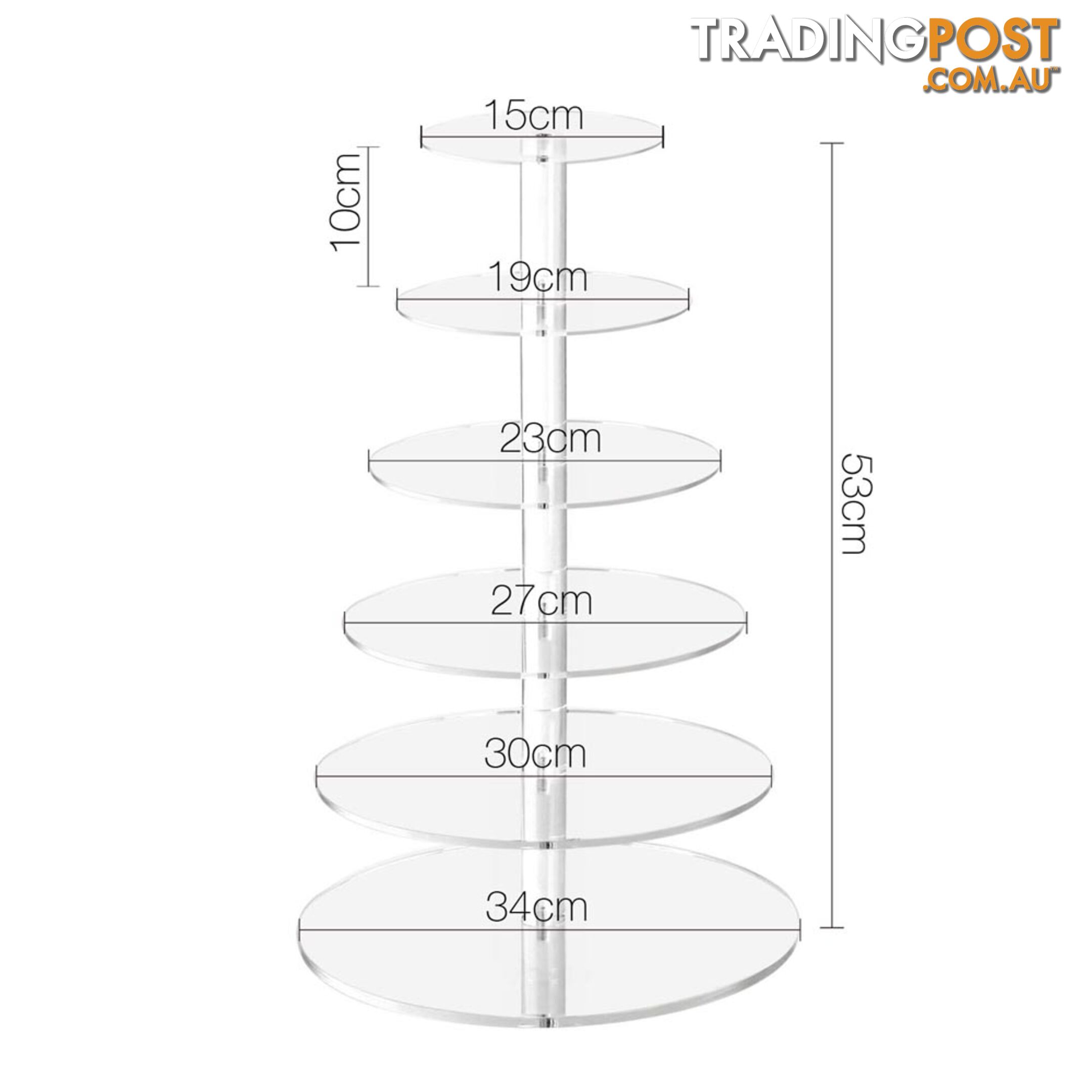 6 Tier Clear Acrylic Cake Stand 53CM