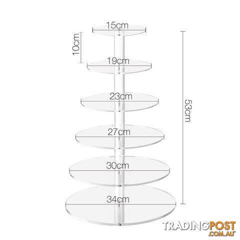 6 Tier Clear Acrylic Cake Stand 53CM