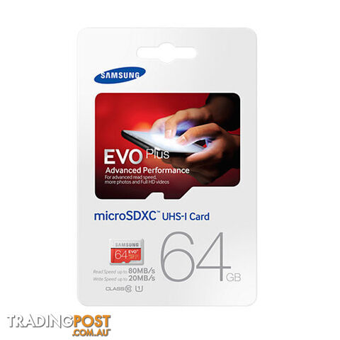 Samsung EVO PLUS 64GB Micro SD Memory Card 80R/20W MB-MC64D
