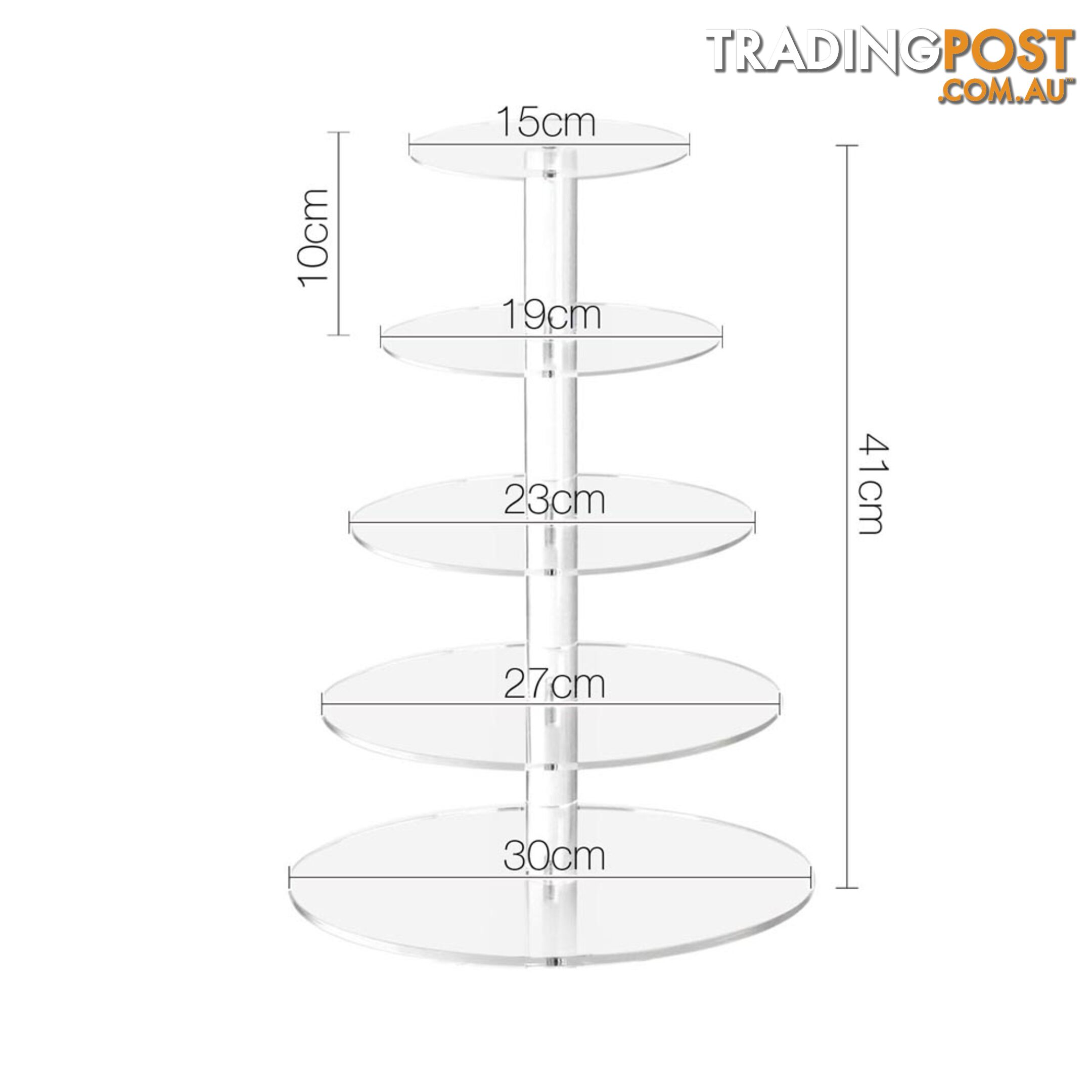 5 Tier Clear Acrylic Cake Stand 41CM