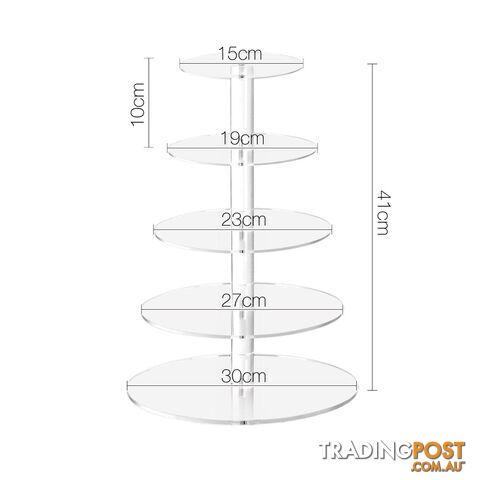 5 Tier Clear Acrylic Cake Stand 41CM