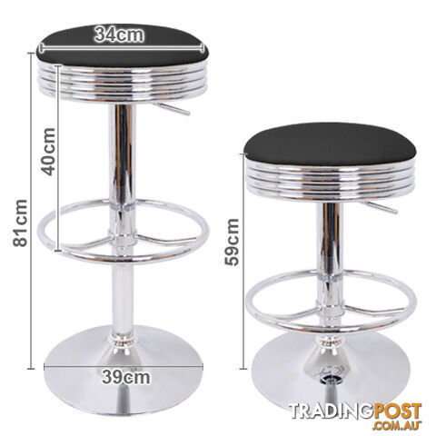 Set of 2 PU Leather Kitchen Bar Stool Black - photo 2 of 6