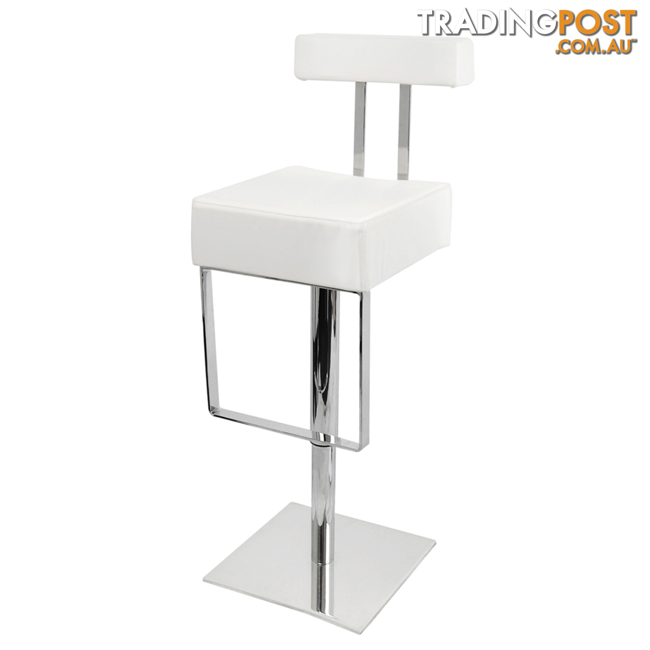 PU Leather Stainless Steel Bar stool - White