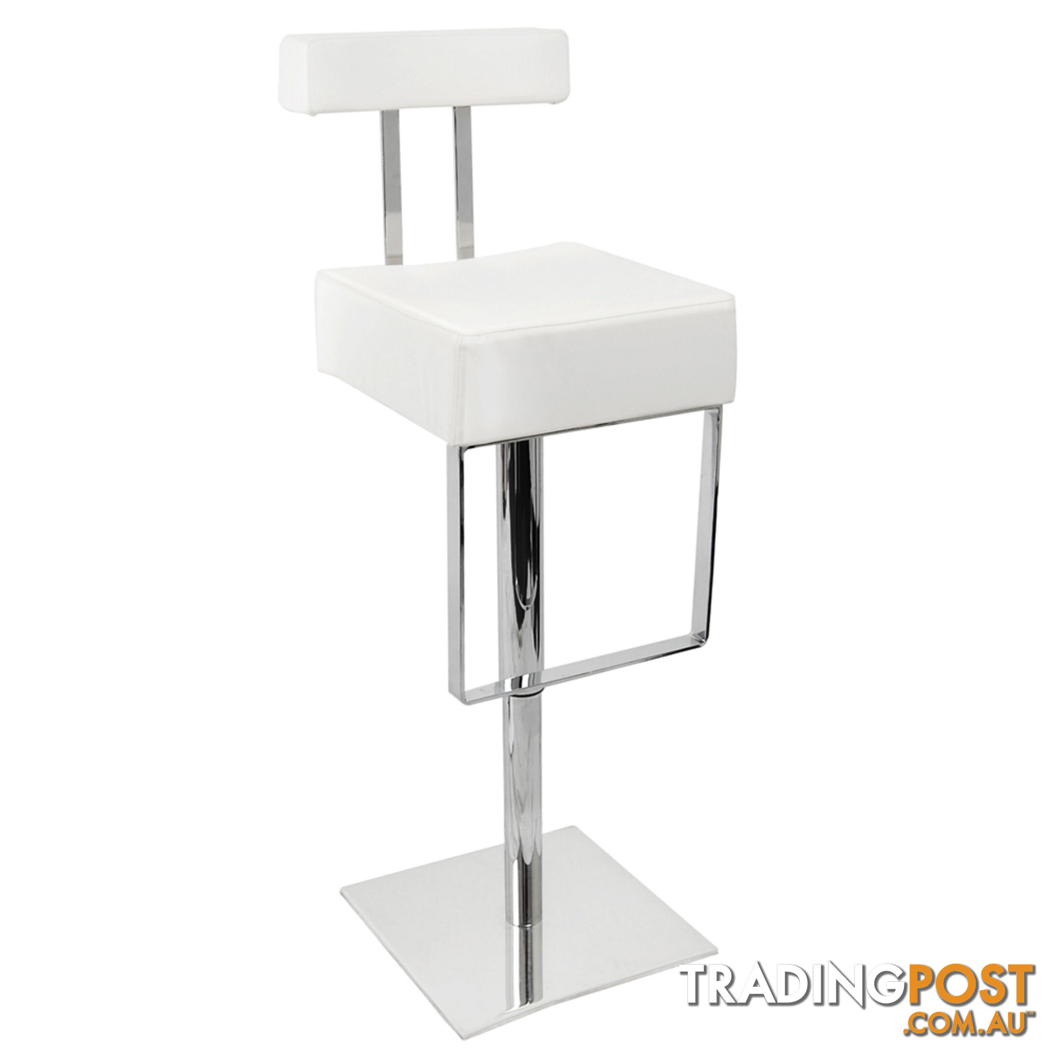 PU Leather Stainless Steel Bar stool - White