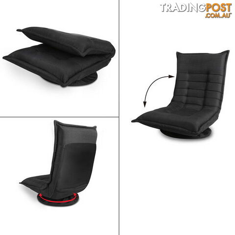 Swivel Foldable Floor Chair - Black