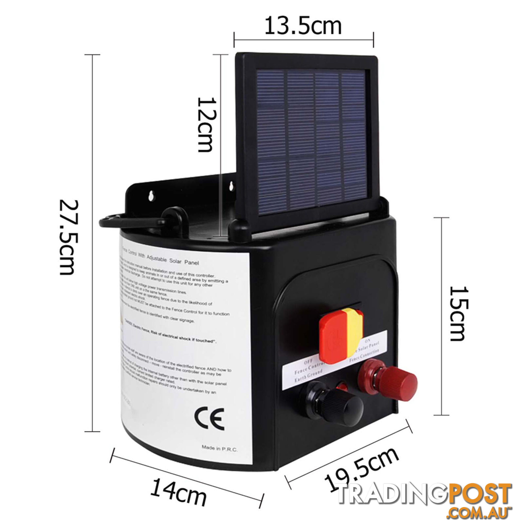 Solar Power Electric Fence Energiser Energizer Charger 8Km / 0.3J