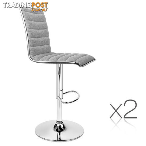 Set of 2 Fabric Bar Stools - Grey