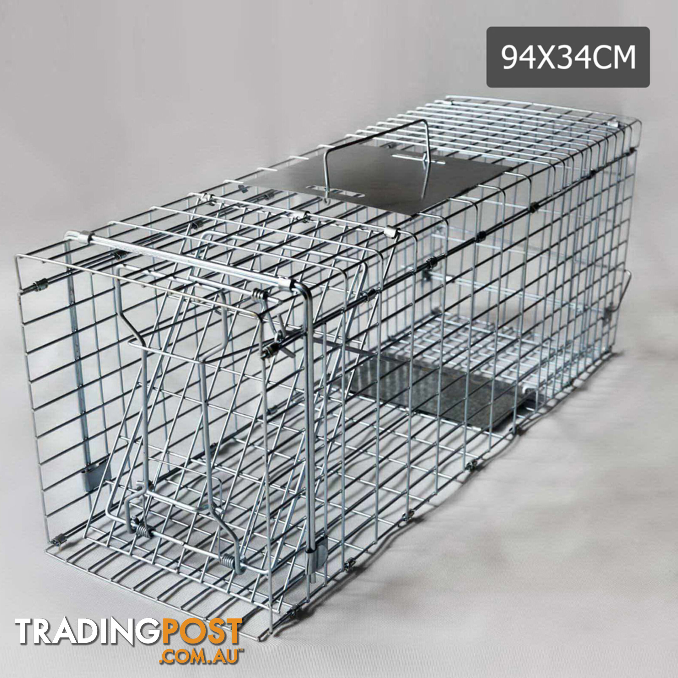 Humane Animal Trap Cage 94 x 34 x 36cm Silver