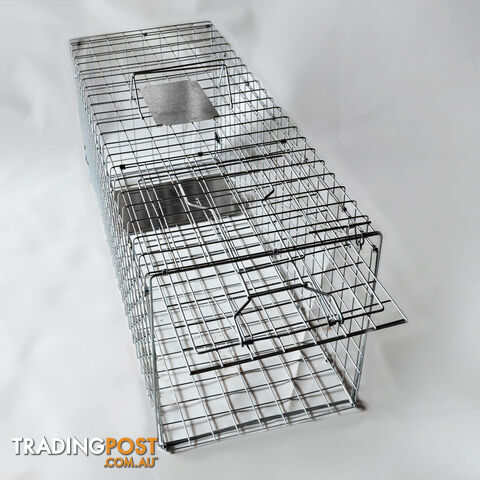 Humane Animal Trap Cage 94 x 34 x 36cm Silver