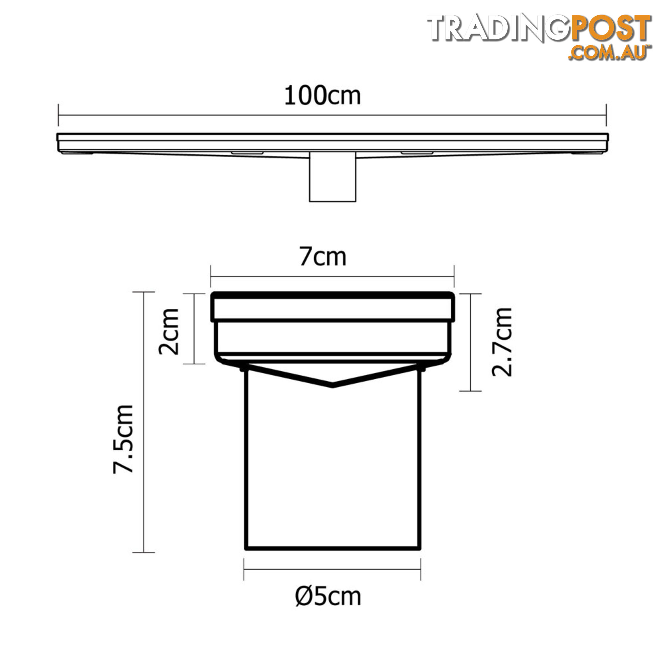 Heelguard Stainless Steel Shower Grate Drain Floor Bathroom 1000mm