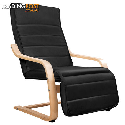 Birch Bentwood Adjustable Lounge Arm Chair w/ Fabric Cushion Black