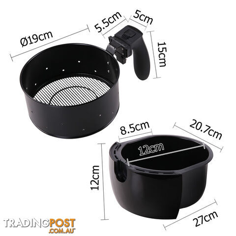 2.2L Low Fat Oil Less Air Fryer Black - photo 3 of 9