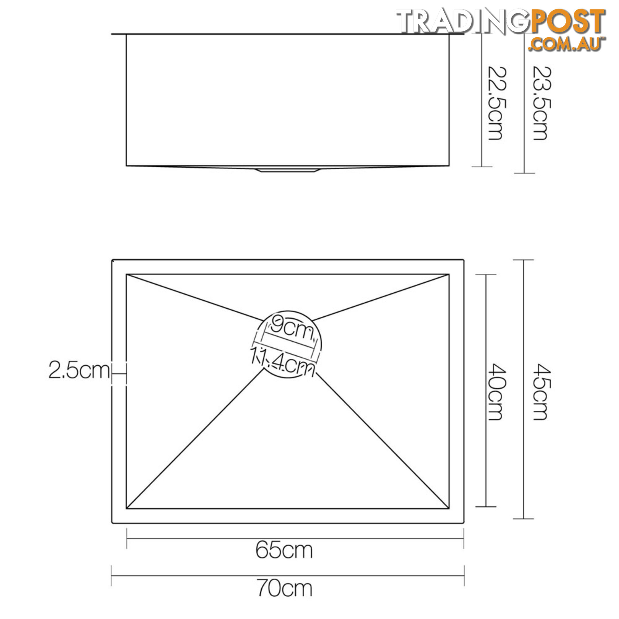 Stainless Steel Kitchen Laundry Sink 700 x 450mm