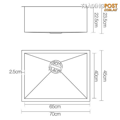 Stainless Steel Kitchen Laundry Sink 700 x 450mm