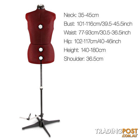 Adjustable Dressmaking Mannequin SZ14-20 - Wine