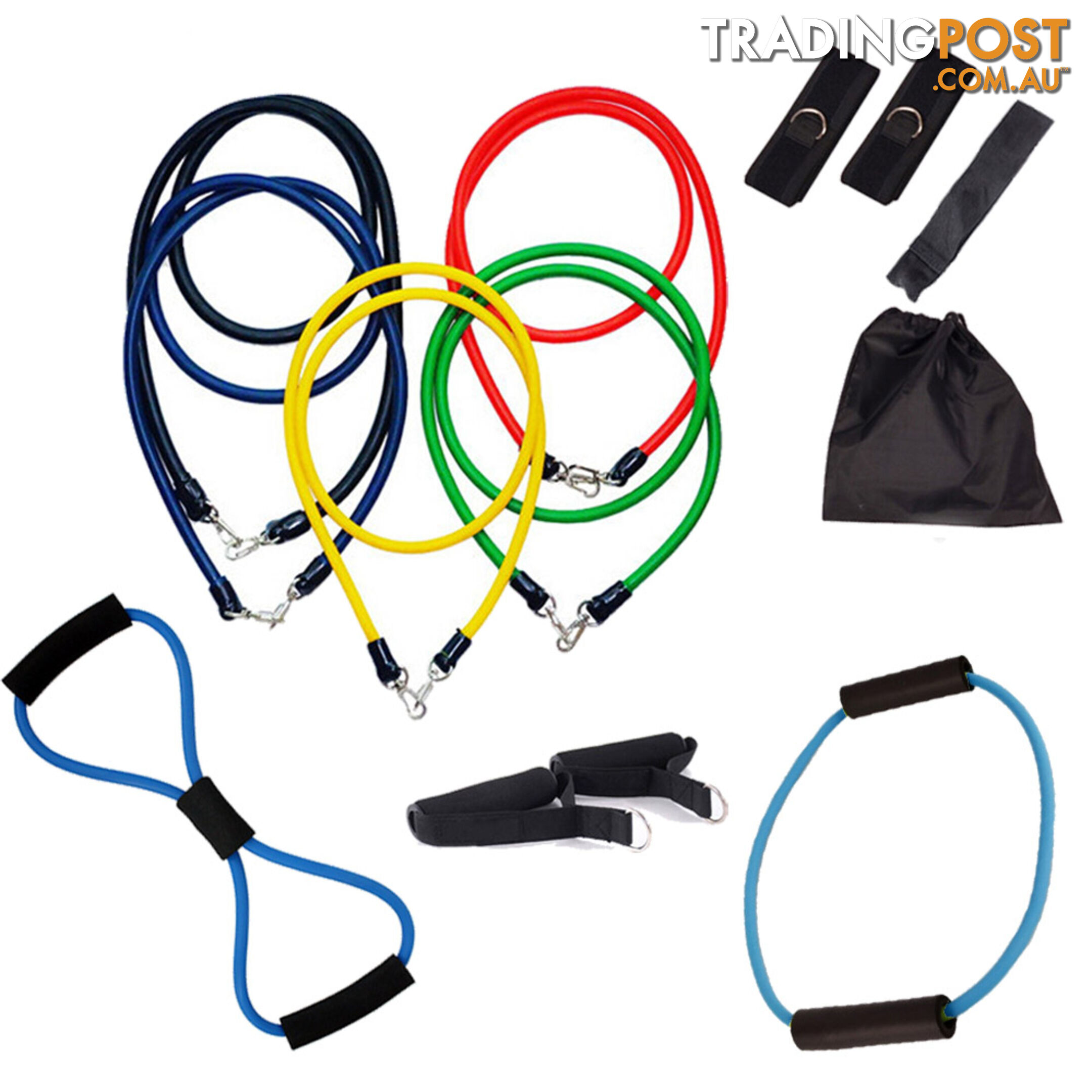 13PCS Heavy Resistance Band Yoga Tension Rope Fitness Stretch Door Loop Gym Abs