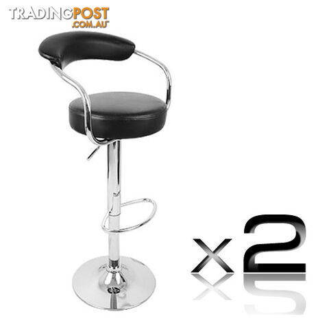 Set of 2 PU Leather Kitchen Bar Stool Black - photo 1 of 5