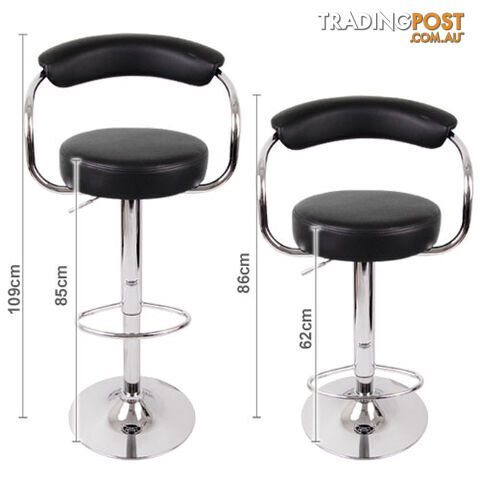 Set of 2 PU Leather Kitchen Bar Stool Black - photo 3 of 5