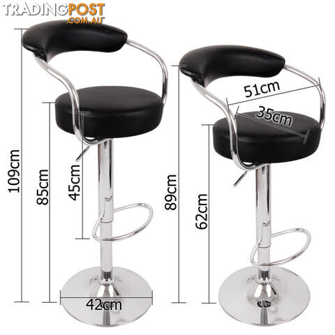 Set of 2 PU Leather Kitchen Bar Stool Black - photo 2 of 5