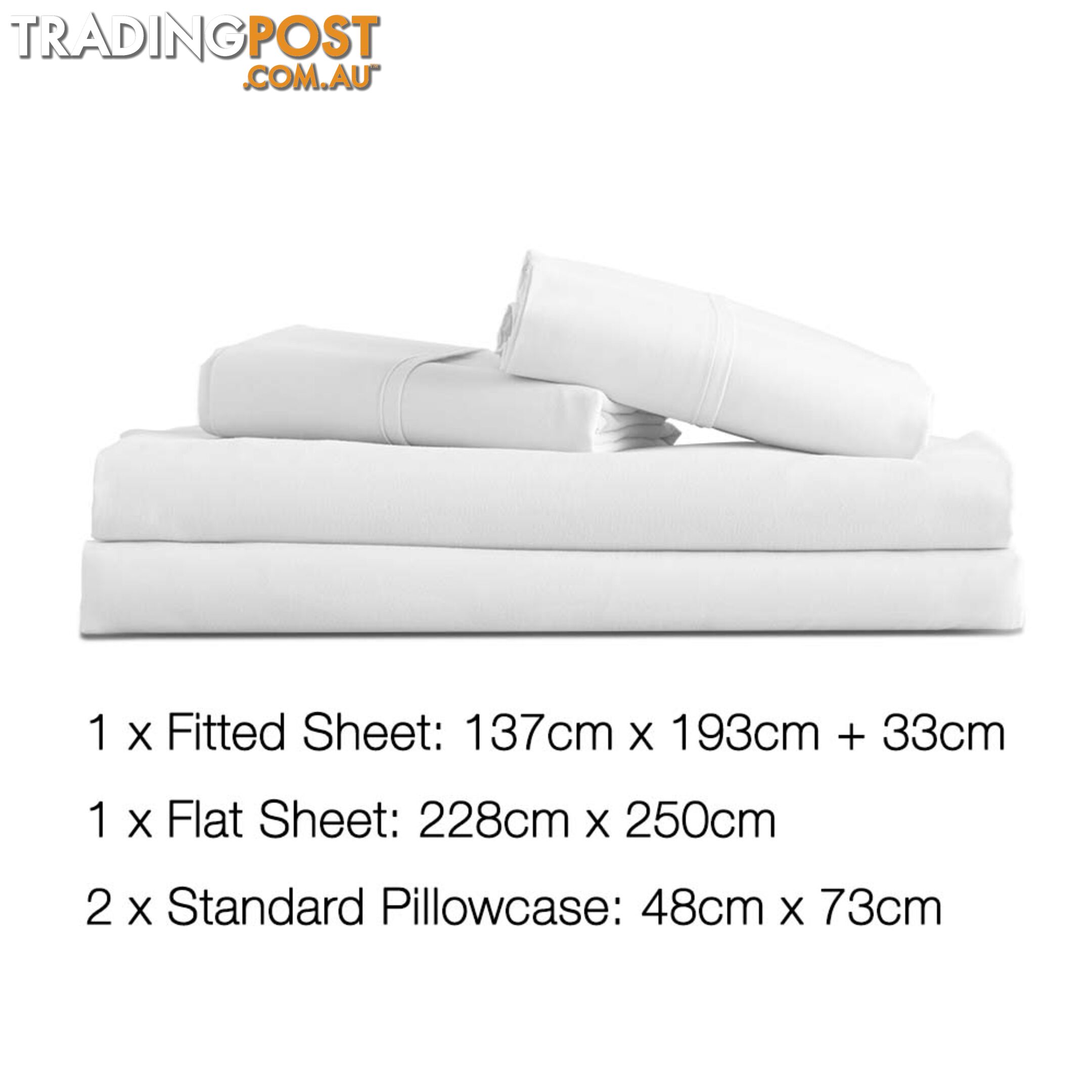 4 Piece Microfibre Sheet Set Double_ White