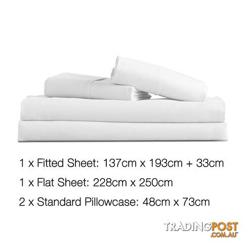 4 Piece Microfibre Sheet Set Double_ White