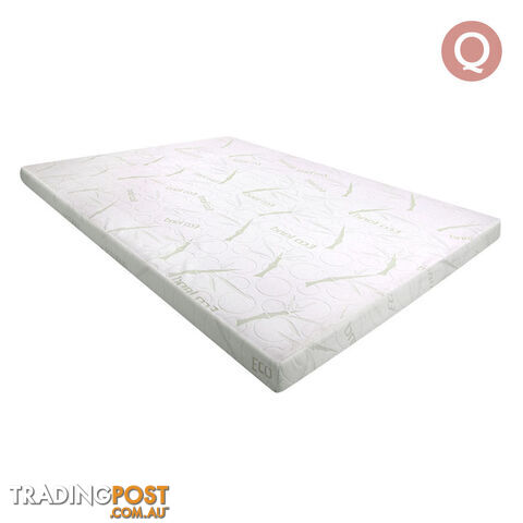 Cool Gel Memory Foam Mattress Topper w/ Bamboo Fabric Cover 8cm Queen