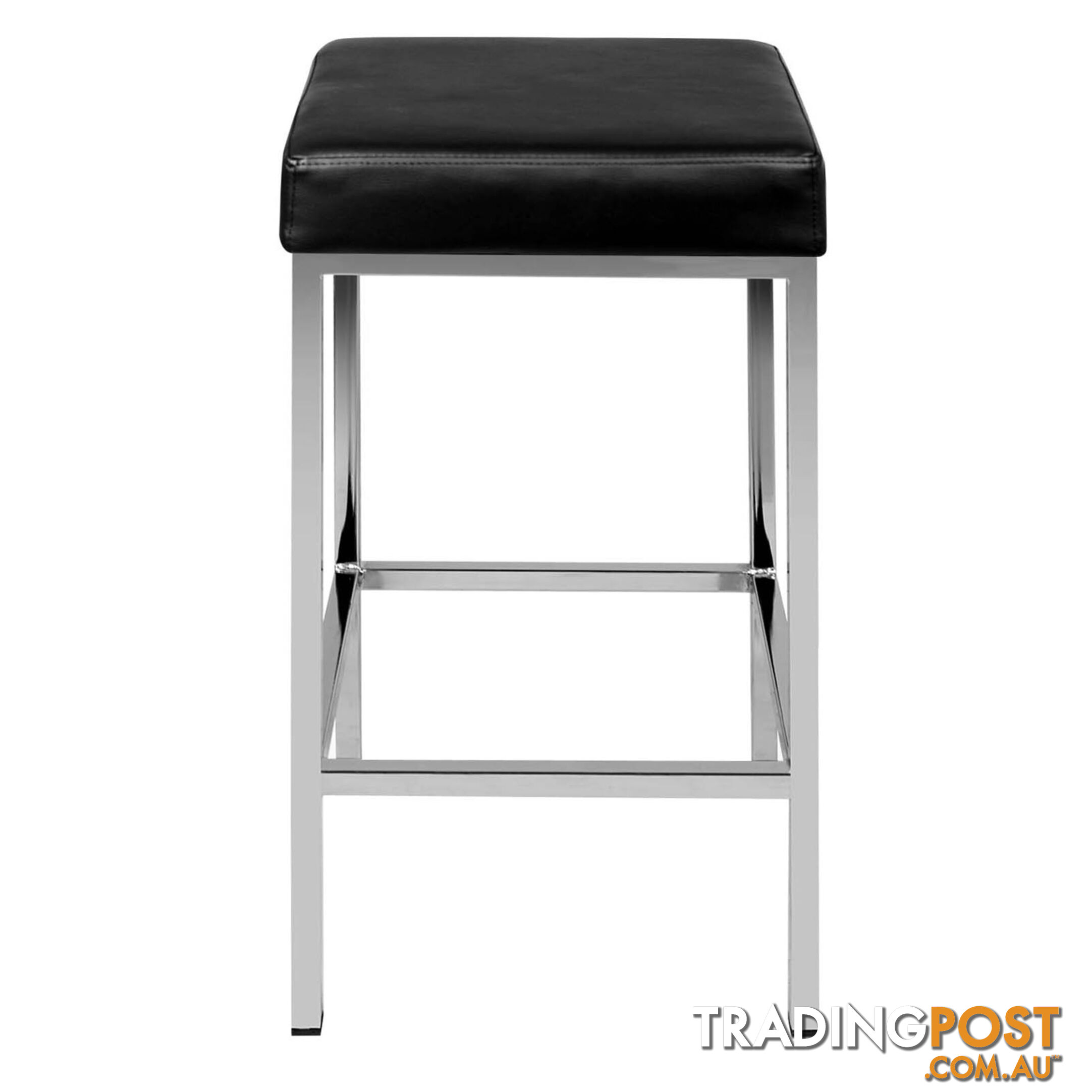 Set of 2 PU Leather Kitchen Bar Stool Black