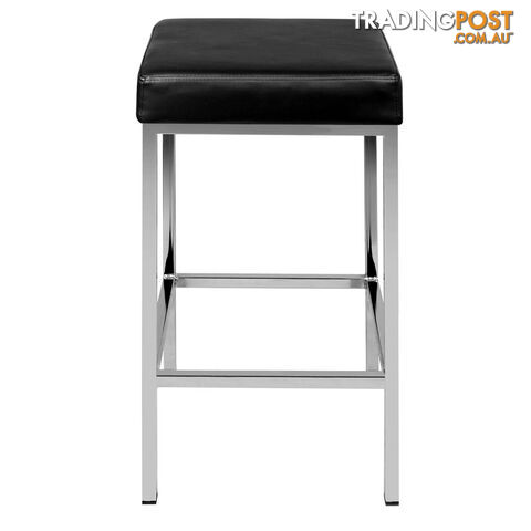 Set of 2 PU Leather Kitchen Bar Stool Black