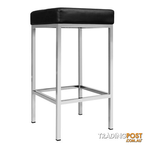 Set of 2 PU Leather Kitchen Bar Stool Black