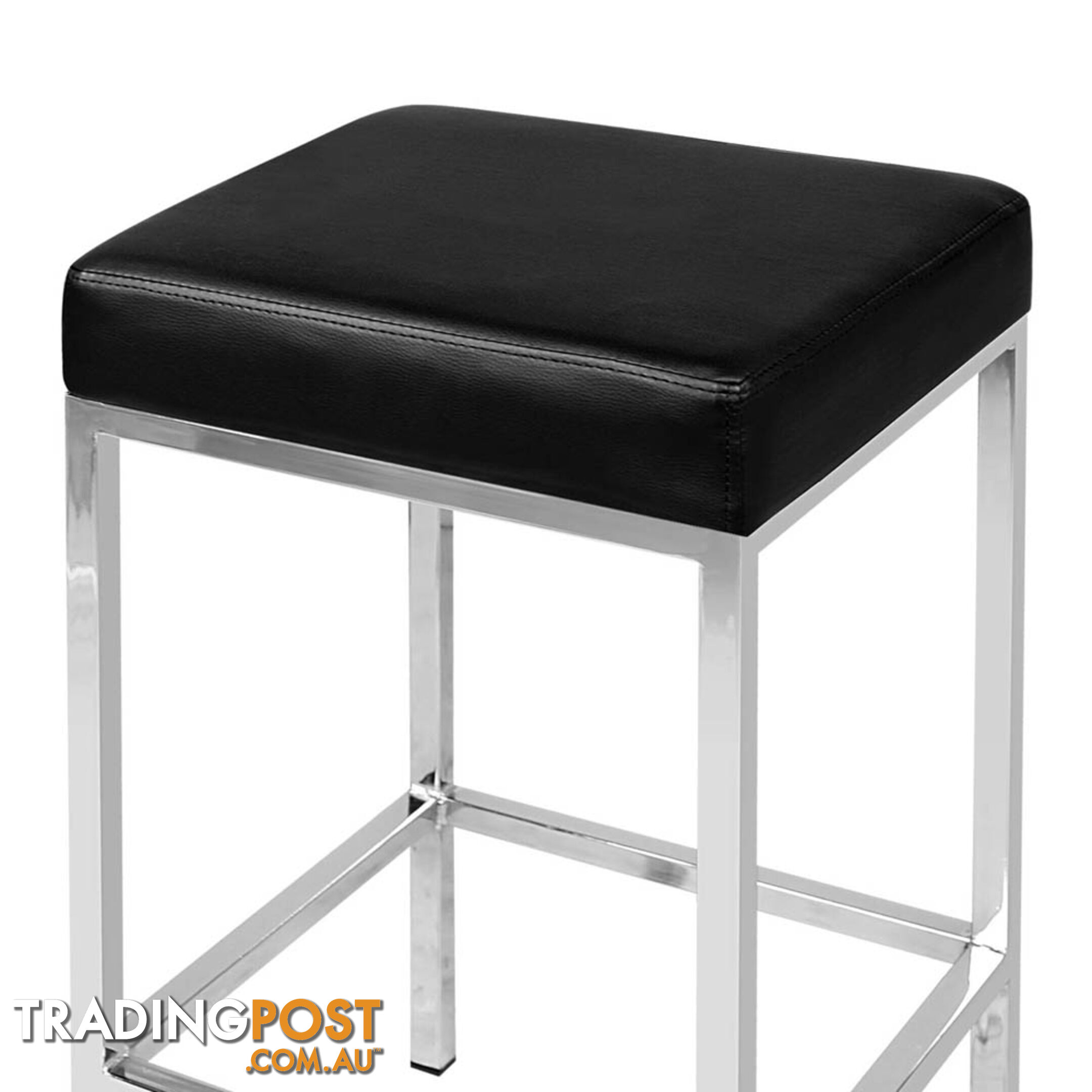 Set of 2 PU Leather Kitchen Bar Stool Black