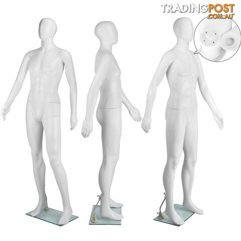 Full Body Male Mannequin Cloth Display Tailor Dressmaker White 186cm