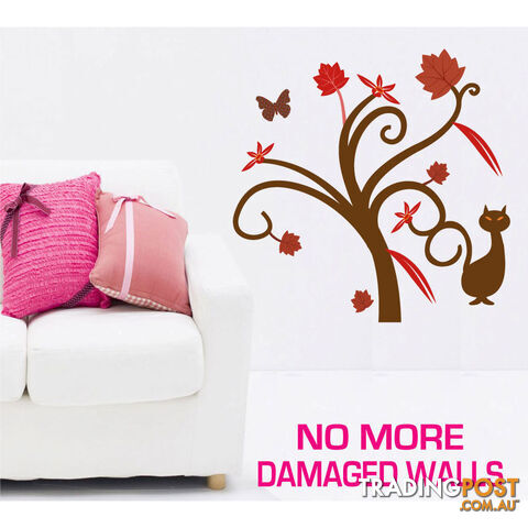 Extra Large Size Gorgeous Tree and Cat Wall Stickers - Totally Movable