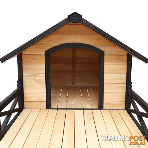 Dog Kennel with Patio - Black